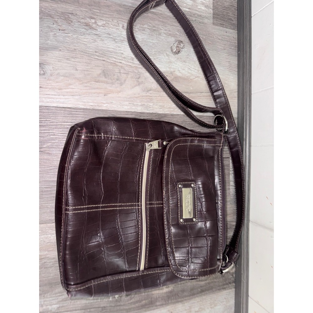Relic Brown Crocodile Embossed Faux Leather Crossbody Bag Messenger Purse